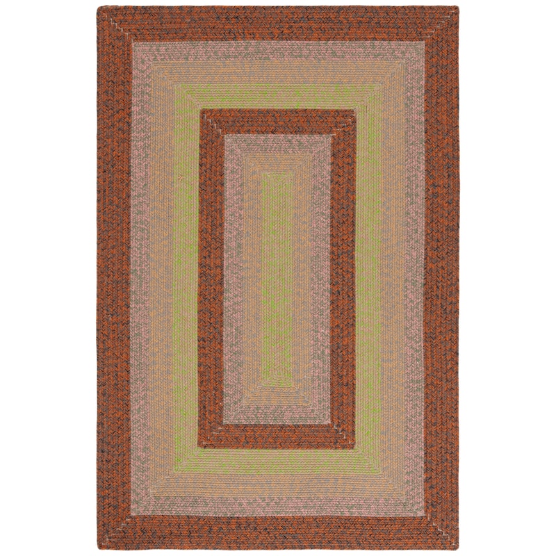 SAFAVIEH Handmade Braided Rosete Indoor/Outdoor Machine Washable Rug - 3' Square - Dark Brown/Light Green