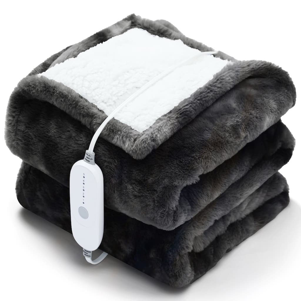 Heated Flannel Fleece Throw Blanket With Controller