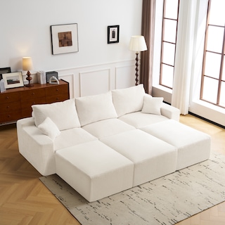 GDFStudio - Olivia Morgan Ultra-Soft Modular 110-Inch L-Shaped Cloud Sofa With No-Assembly, Full-Compression Comfort