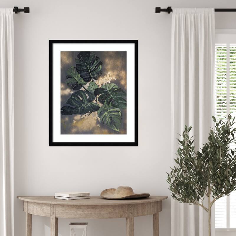Gilded Monstera by Anete Purina-purite Wood Framed Wall Art Print