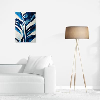 Wynwood Studio Canvas Floral and Botanical Azure Jungle Fern Blue and Tropical Wall Art Canvas Print - Blue, White
