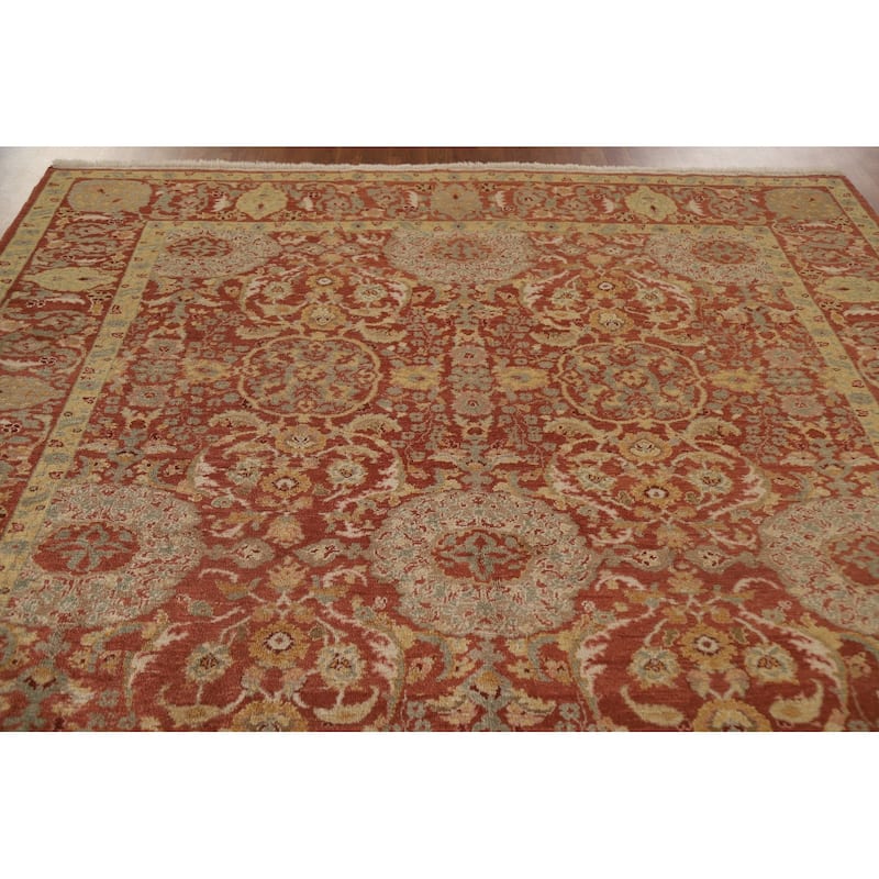 Vintage Vegetable Dye Oushak Turkish Area Rug Handmade Wool Carpet - 8'2"x 9'11"