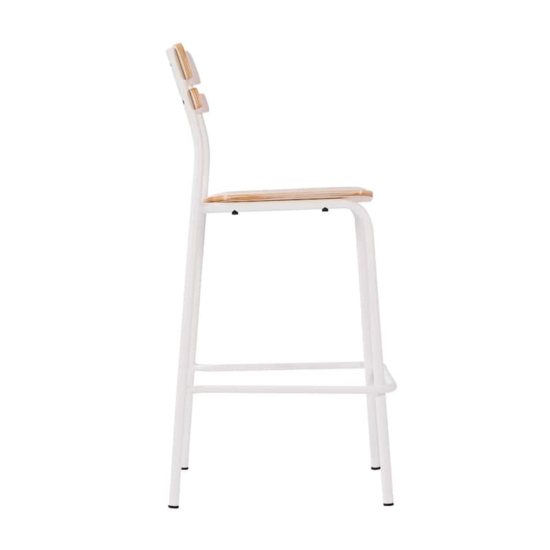 2PK Commercial Solid Wood Bar Stools with Frames and Antique Finish - 19.75"W x 22.25"D x 44.5"H
