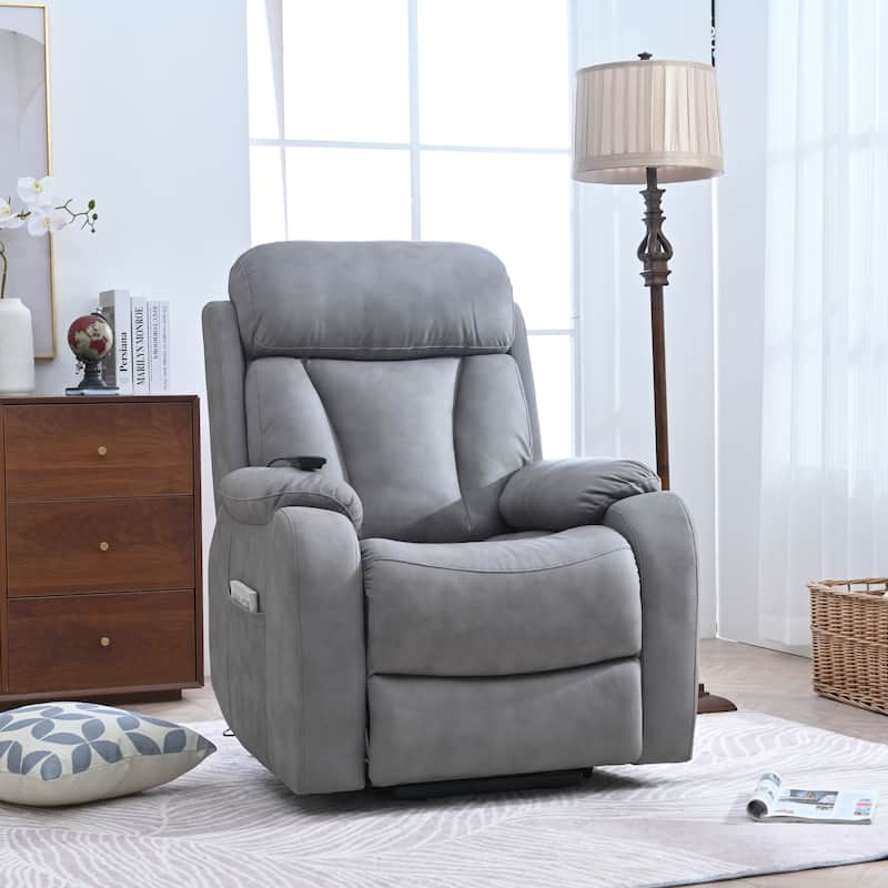 Small Power Lift Recliner Chair, Fabric Upholstered Heavy Duty Electric Recliner, Lounge Sofa Chair with Side Pocket