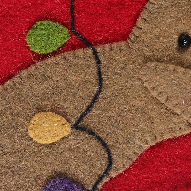 Novica Handmade Cheerful Dog Applique Wool Felt Christmas Stocking