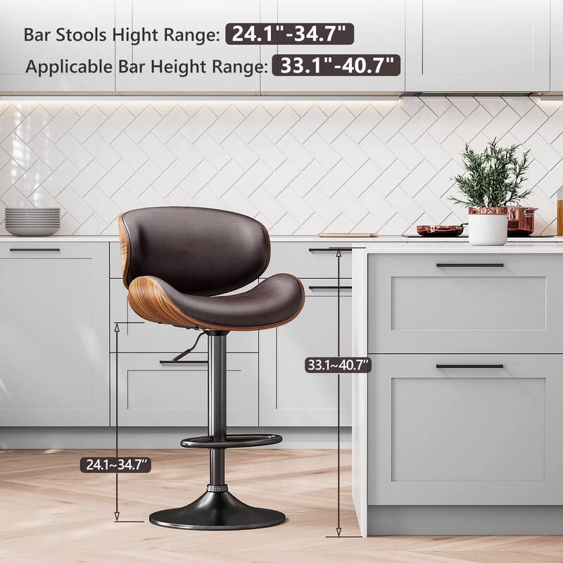 Bar Stools Modern Swivel Bar Chairs, Barstools Counter Height with Backrest for Bar, Kitchen, Dining Room