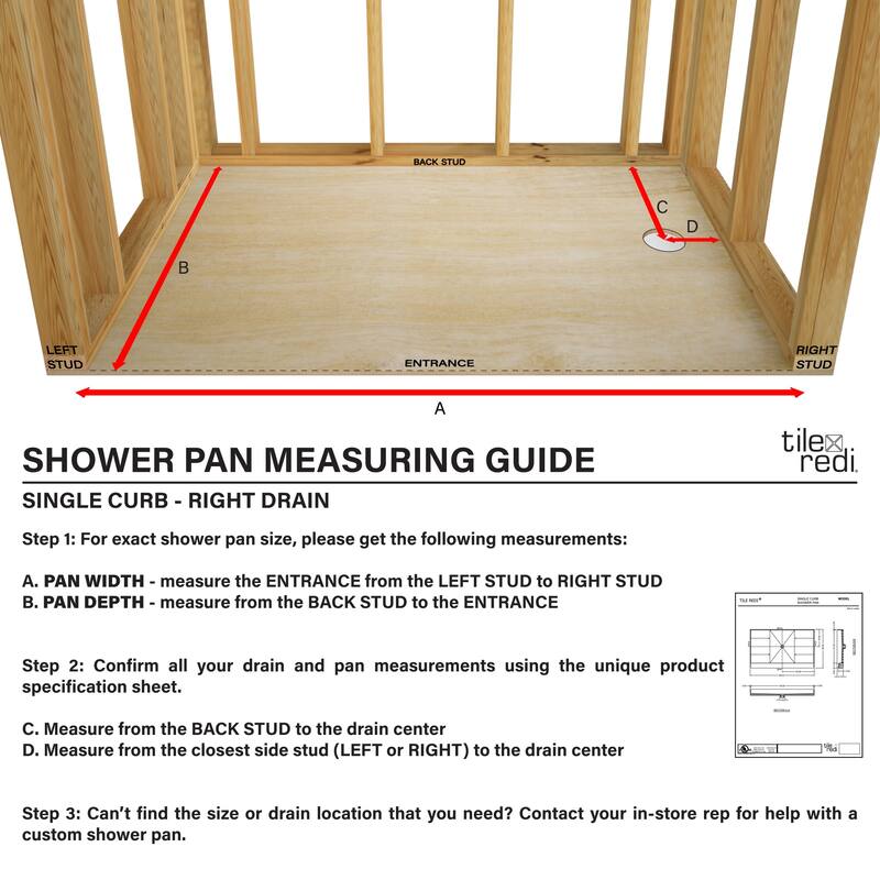 Tile Redi 3760RPVC Redi Base 60" x 37" Rectangular Shower Base with