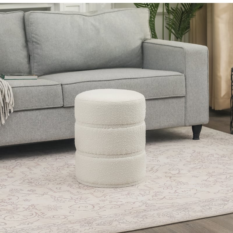 Adeco Round Ottoman 17.9" Height Footrest Vanity Stool