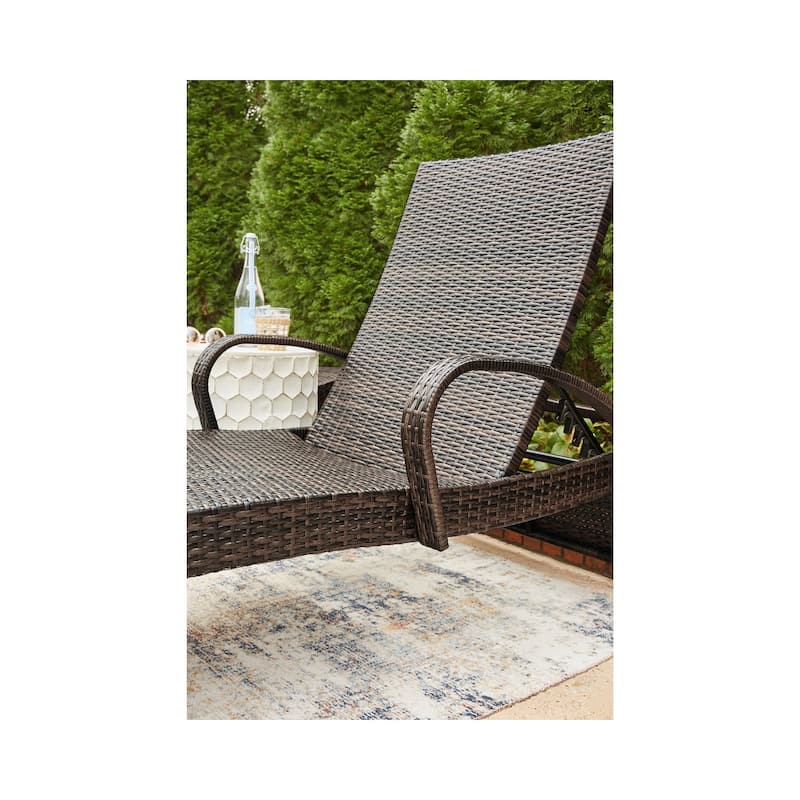 Kantana Brown Outdoor Chaise Lounge, Set of 2 - 24"W x 80"D x 16"H