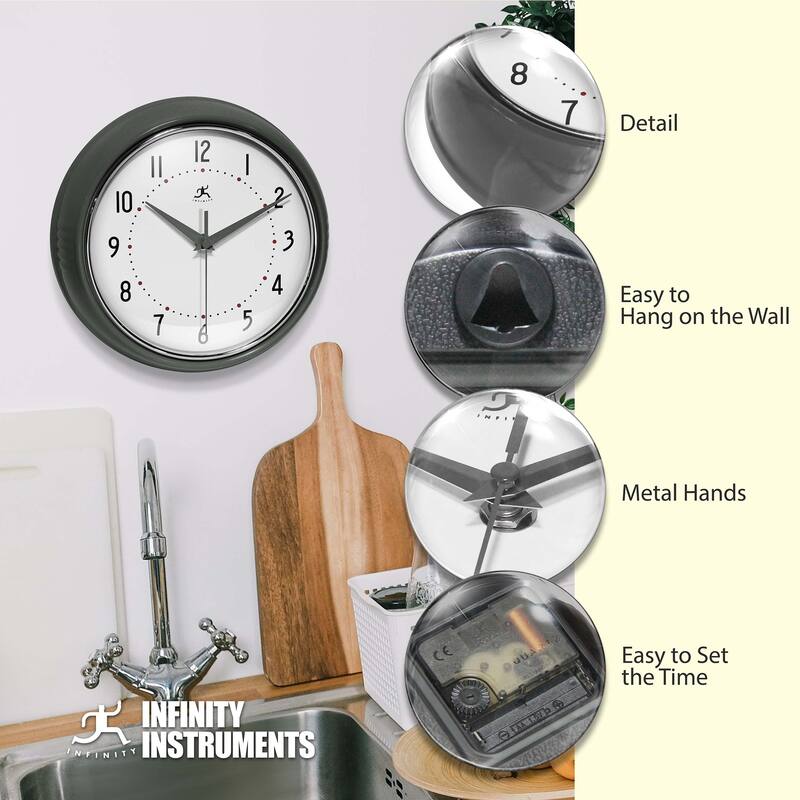 Round Retro Kitchen Wall Clock by Infinity Instruments