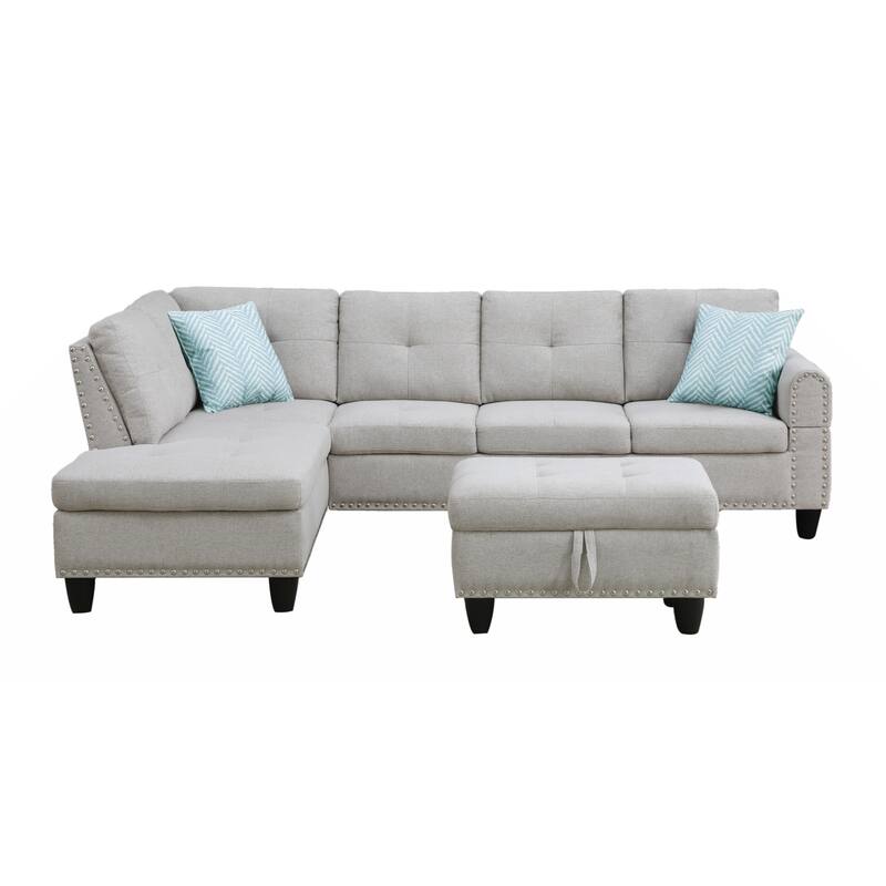 Alger 98" Wide Left Hand Facing Sofa & Chaise with Ottoman