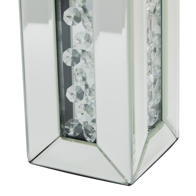 Glass Pillar Candle Holder with Floating Crystals