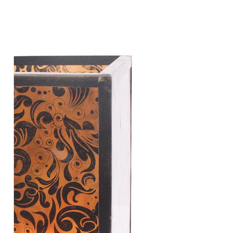 Cuboidal Metal and Glass Filigree Candleholder, Black and Clear