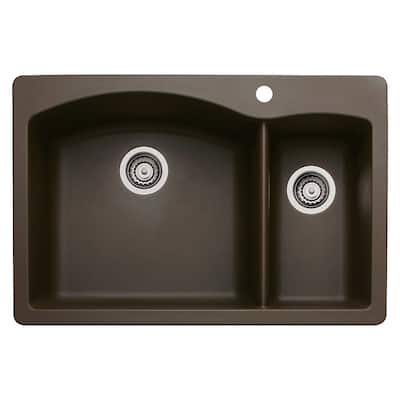 Blanco Diamond 22-In X 33-In Double-Basin Multi-Mount Kitchen Sink - 22" x 33" x 9.5" - 22" x 33" x 9.5"