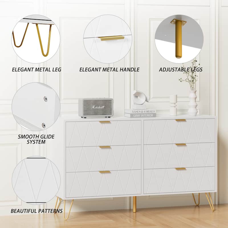 6 Drawer Dresser Drawer Chest Storage Cabinet Organizer
