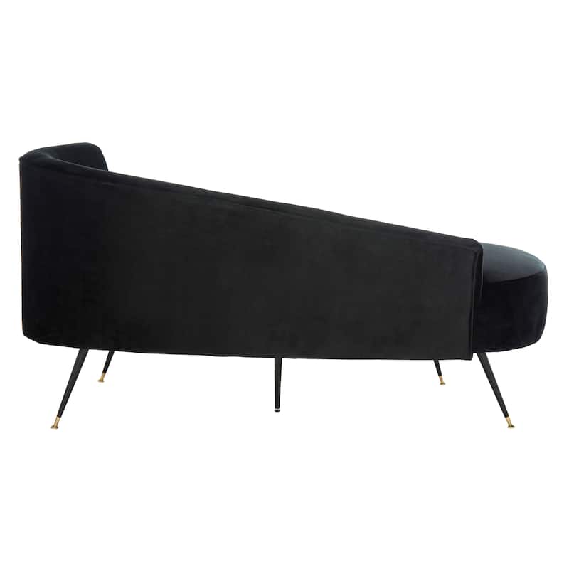SAFAVIEH Helgrit Black/Gold Velvet Retro Glam Settee - 57.5" W x 27" D x 28" H - 58Wx27Dx28H