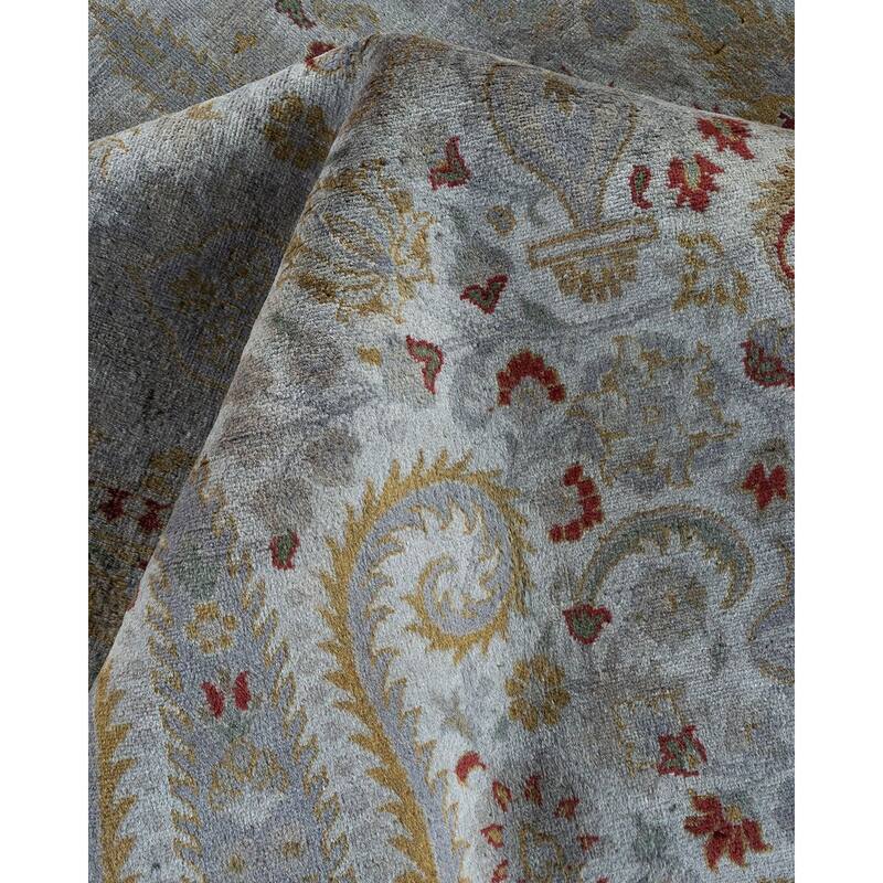 Overton Hand Knotted Wool Vintage Inspired Modern Contemporary Overdyed Gray Area Rug - 10' 1" x 14' 5"