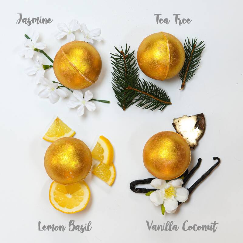 Lovery 24K Gold Bath Bombs Gift Box, 9 Handmade Spa Bombs - Multi-Scented - 9 pc