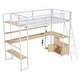 preview thumbnail 8 of 28, Metal Loft Bed Twin Size Bed Frame with Long Desk and Several Storage Shelves Under the Bed, Controllable LED & Charging Station