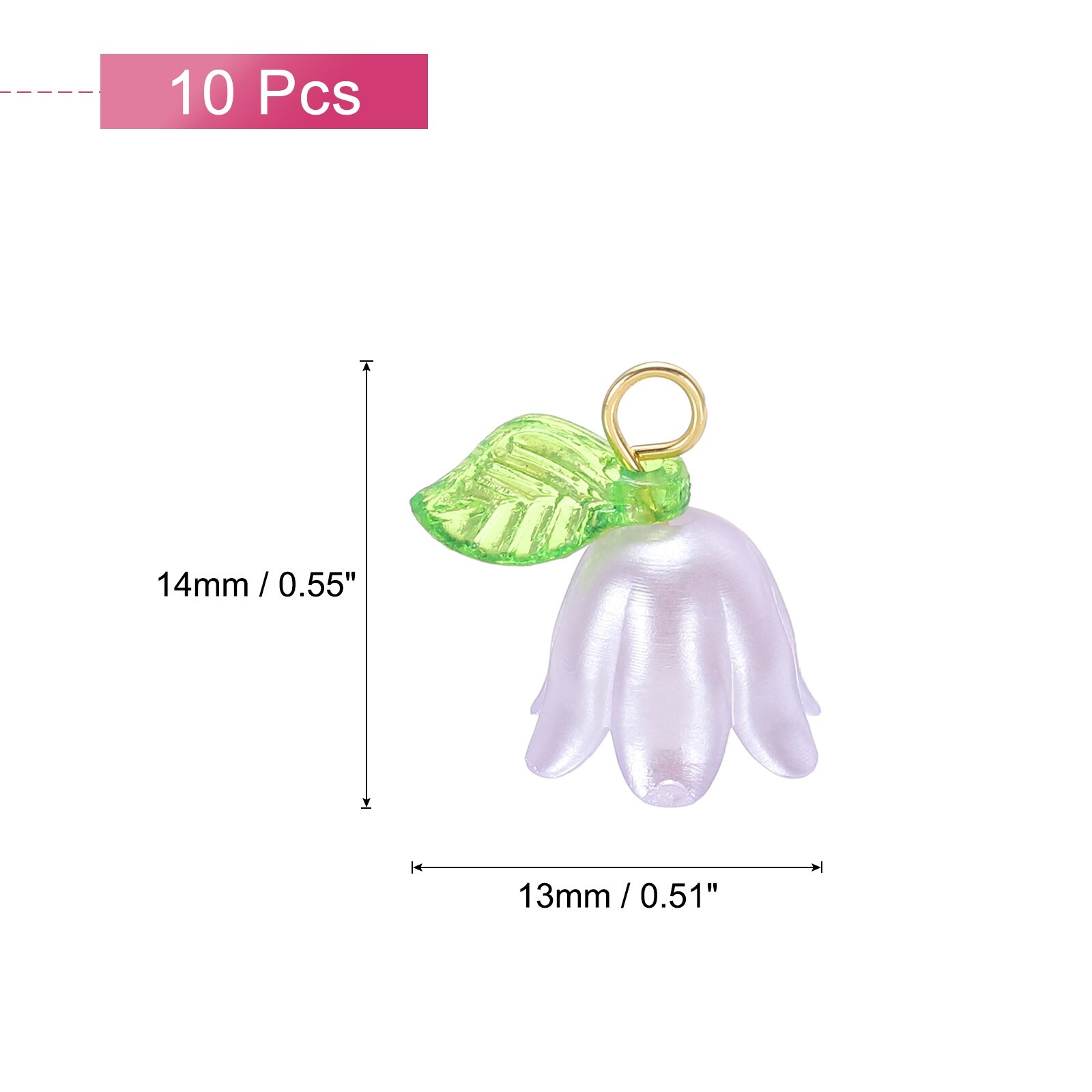 Acrylic Flower Charm Lily of the Valley Jewelry for Necklaces, Bracelets, Earrings Crafts - 13x14mm
