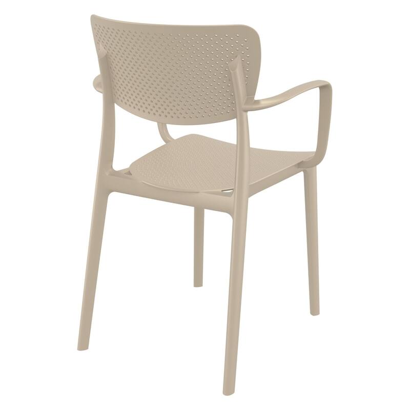 33" Taupe Brown Stackable Patio Dining Arm Chair
