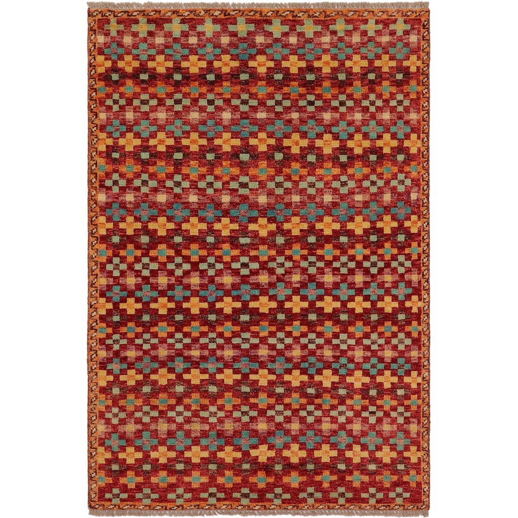 Modern Balochi Zion Hand Knotted Wool Rug - 3 ft. 3 in. x 5 ft. 0 in.