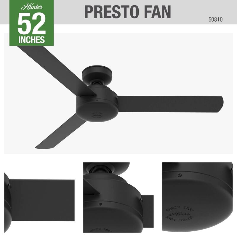 Hunter 52" and 44" Presto Ceiling Fan w/ Wall Control - Contemporary, Industrial, Scandinavian