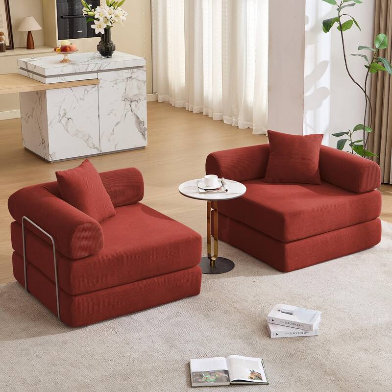 Modular Couch Sofa Bed, Convertible Design with Removable Armrests,Folding Mattress Couch for Small Spaces ,No Assembly