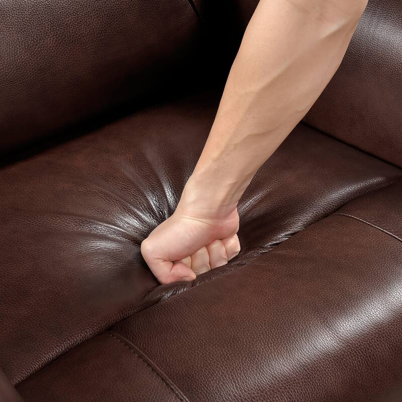 Esther 36" Leather Swivel Glider Recliner - Pull-Handle Motion