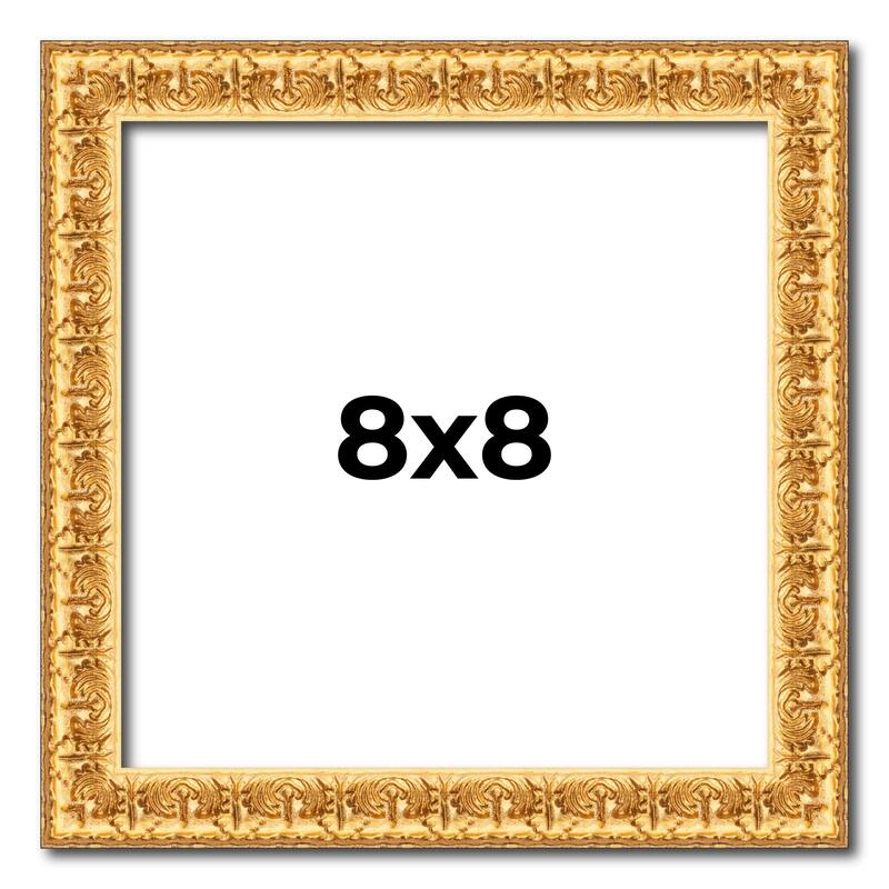8x8 Frame Gold Real Wood Picture Frame Width 1 inches | Interior Frame