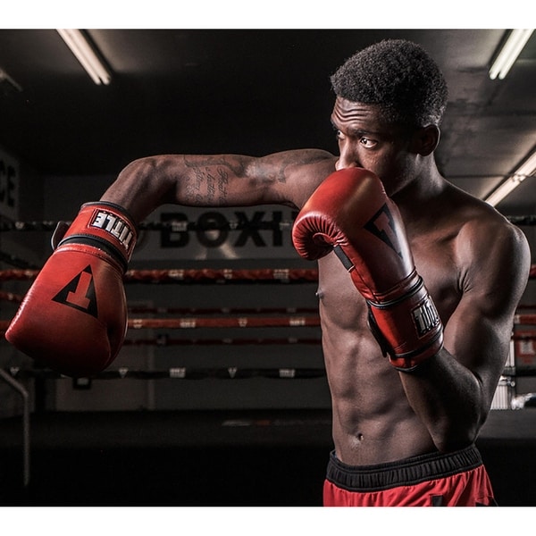 Title Boxing Blood Red Leather Hook and Loop Training Gloves - Red