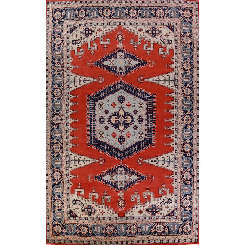 Hand Knotted Oriental 100% Wool Carpet Traditional Geometric Red Viss Area Rug - 17' 6'' X 11' 5''