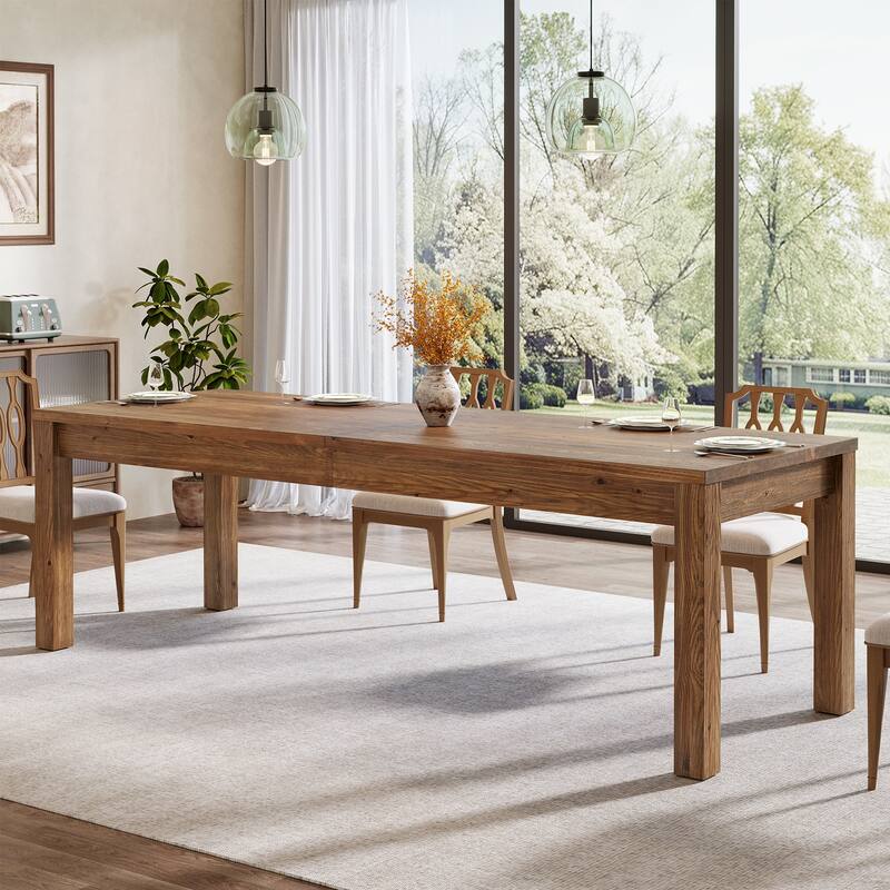 78.7" Dining Table for 6 8 10, Solid Wood Rustic Large Kitchen Table