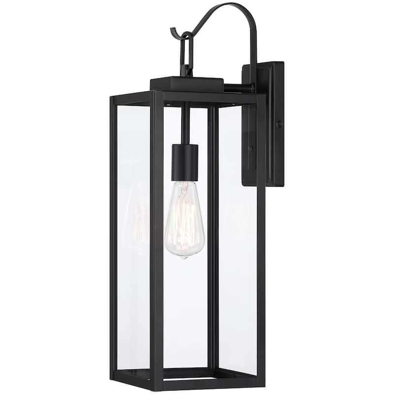 1-Light Outdoor Wall Lantern with Clear Glass - Matte Black - Matte Black