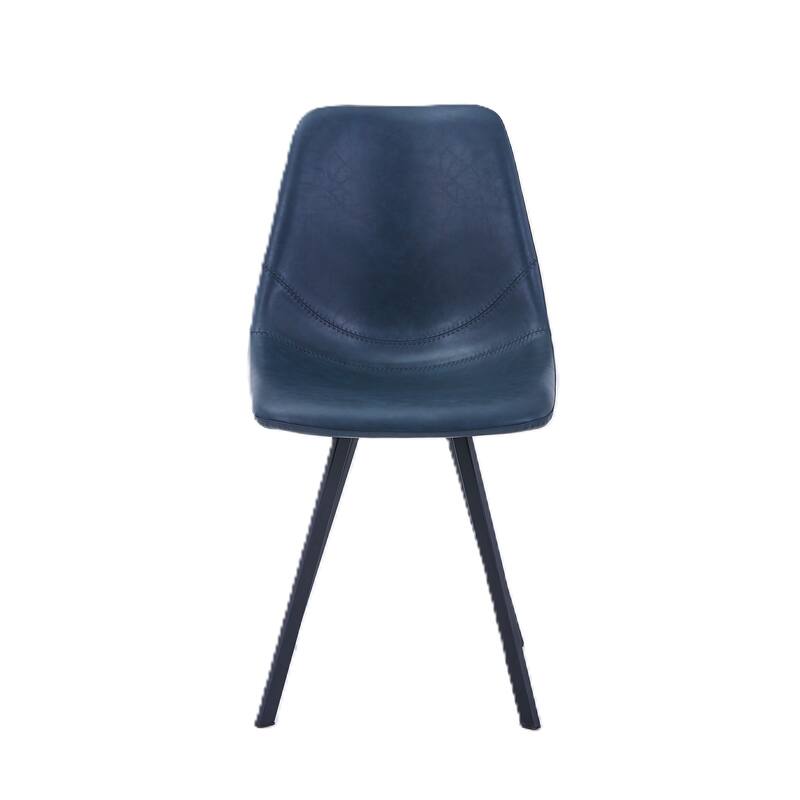 Markley Ergonomic Mid-back Leather Upholstered Foam Padded Dining Chair with Metal Legs and Floor-Protecting Caps (Set of 2)