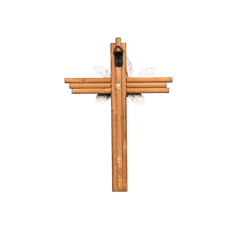 15 in. x 11 in. Wood Crosses with Flowers, Set of 2