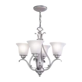 Monrovia 4 Light Brushed Nickel Mini Chandelier White Glass - 18.5-in W x 18-in H x 18.5-in D