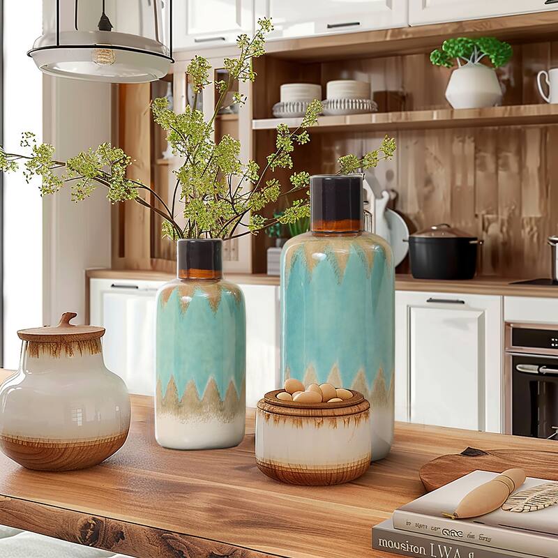 2-Piece Ocean Ombre Stoneware Vase Set