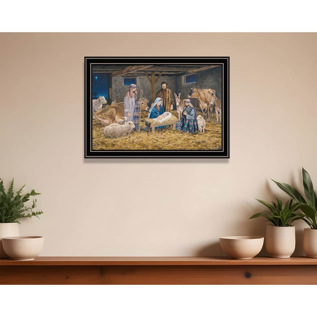 HomeRoots The Birth of Christ Black Framed Wall Art