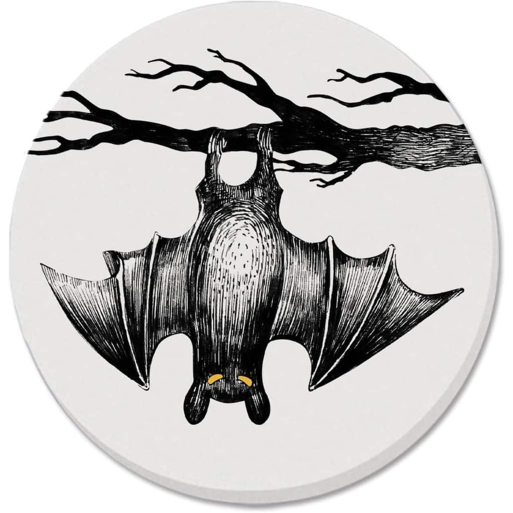 Hanging Bat 4 Pack Absorbent Stone Coaster with Protective Cork Backing Made in The USA 4" Round, Colorful, Easily Wipes Clean