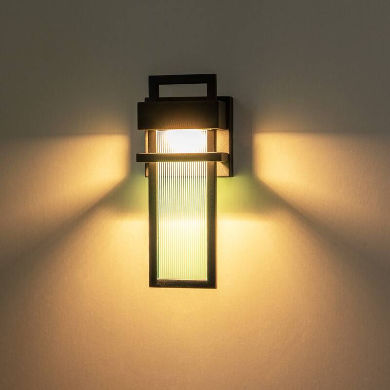 12 in. Modern Black Acrylic Outdoor Indoor Wall Light Waterproof IP54 Lantern Wall Sconce - 4.7 in. W x 12.2 in. H - 4.7 in. W x 12.2 in. H - Black
