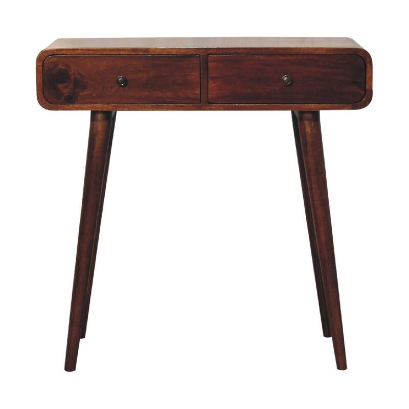Artisan Furniture Solid Wood Chestnut Curved Hallway Table, Brown, 2 Drawers - N/A