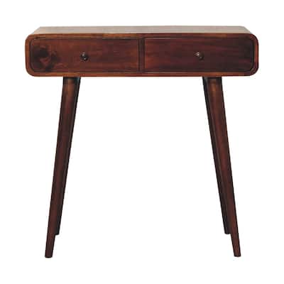 Artisan Furniture Solid Wood Chestnut Curved Hallway Table, Brown, 2 Drawers - N/A