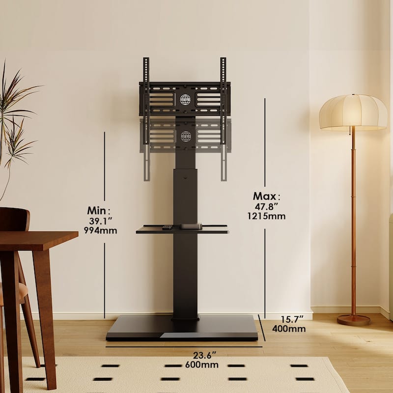 FITUEYES Modern Floor Metal Base TV Stands for 26-65 inch TVs, with One Shelf