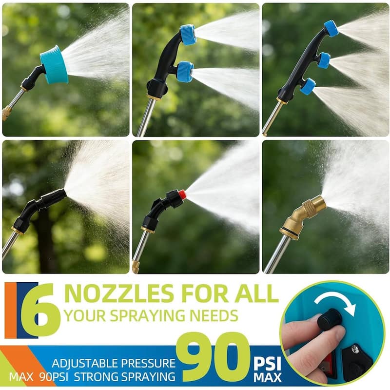 4 Gallons Electric Battery Powered Backpack Sprayer with 6 Nozzles & 2 Wands for Lawn, Garden - N/A
