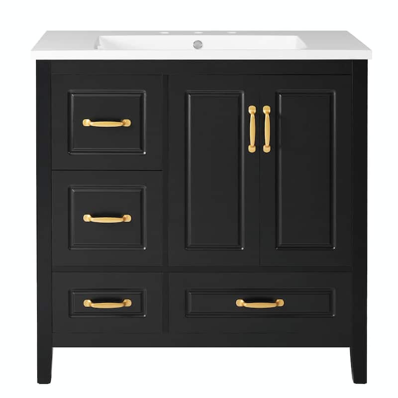 36-Inch Bathroom Vanity with Sink, One Cabinet with Soft-Closing Doors, 4 Soft-Closing Drawers