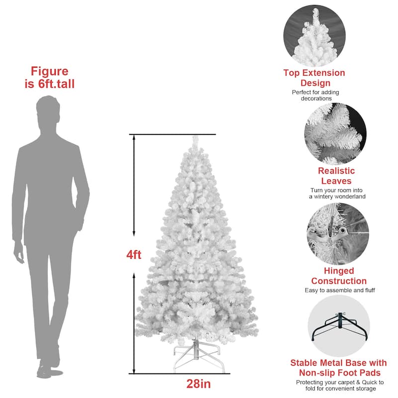 5ft Christmas Tree with Memory Wire,498 Tips Hinged Artificial PVC Tree,Easy Assembly Holiday Xmas Tree(Ornaments Not Included)
