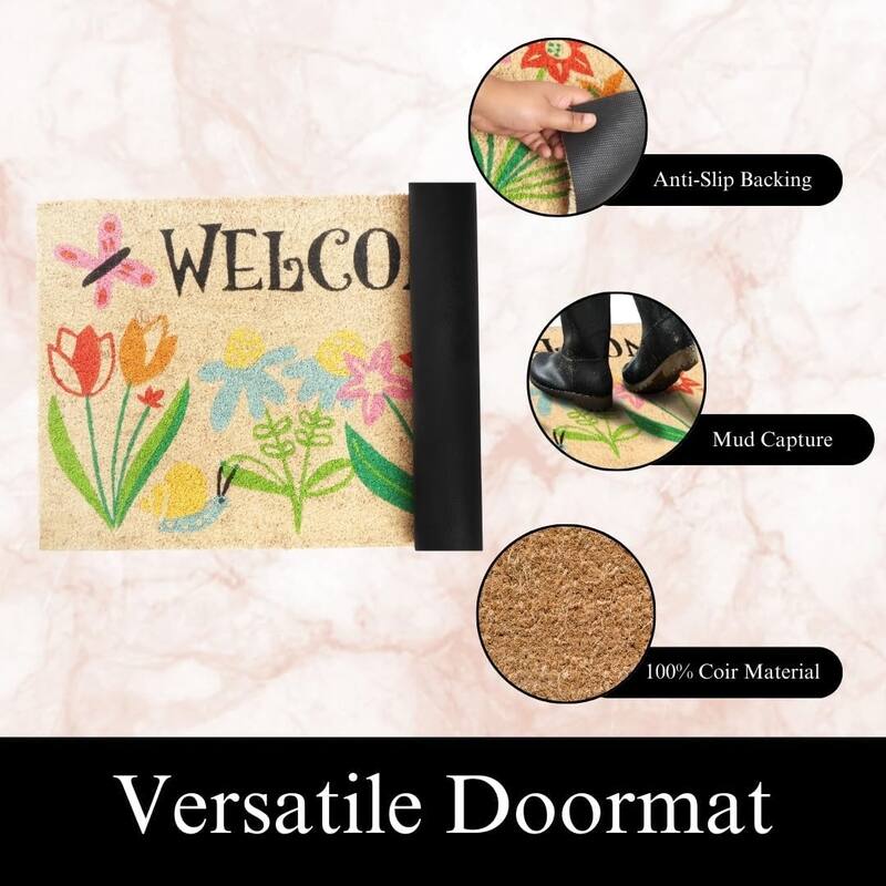 A1HC Natural Coco Coir Door Mat with Heavy Duty Non-Slip PVC Backing 18" x 30"
