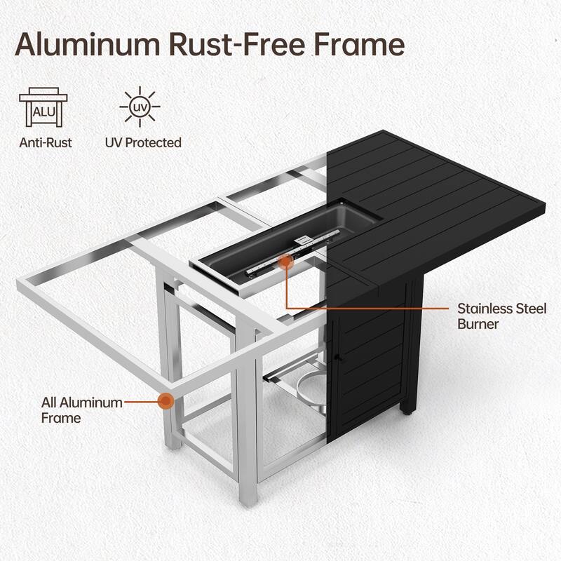 9 Pieces Outdoor Patio Furniture Set with Aluminum Fire Pit Table, Patio Fire Pit Set with 6" Thick Cushions - 9-Piece