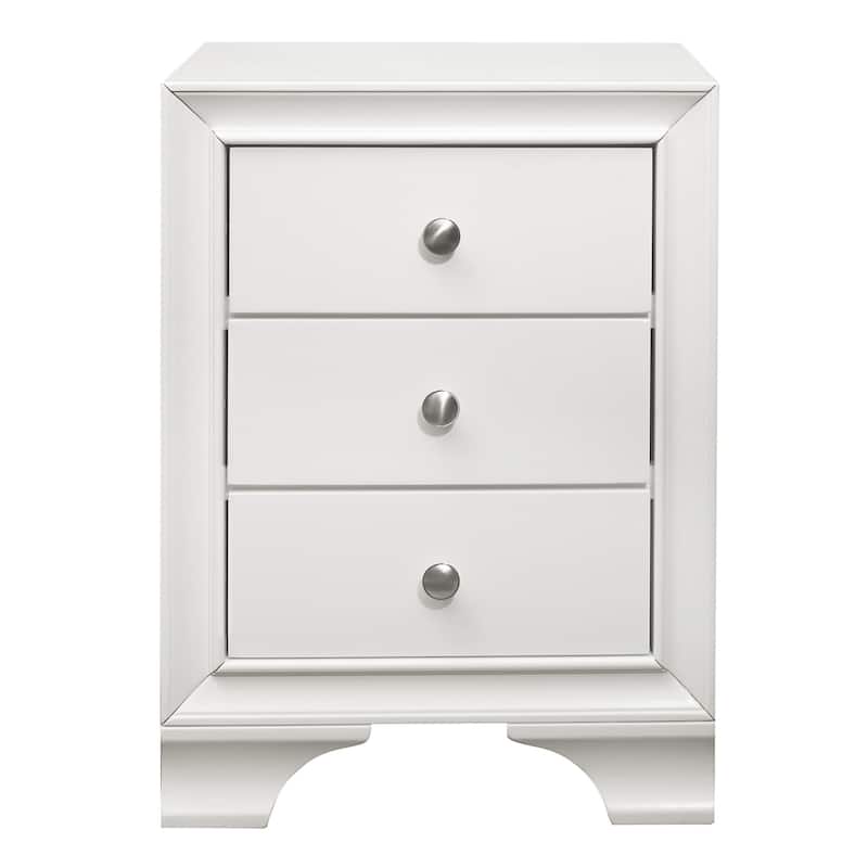 Folu 26 Inch Nightstand, USB Port, 3 Drawers with Chrome Knobs, White